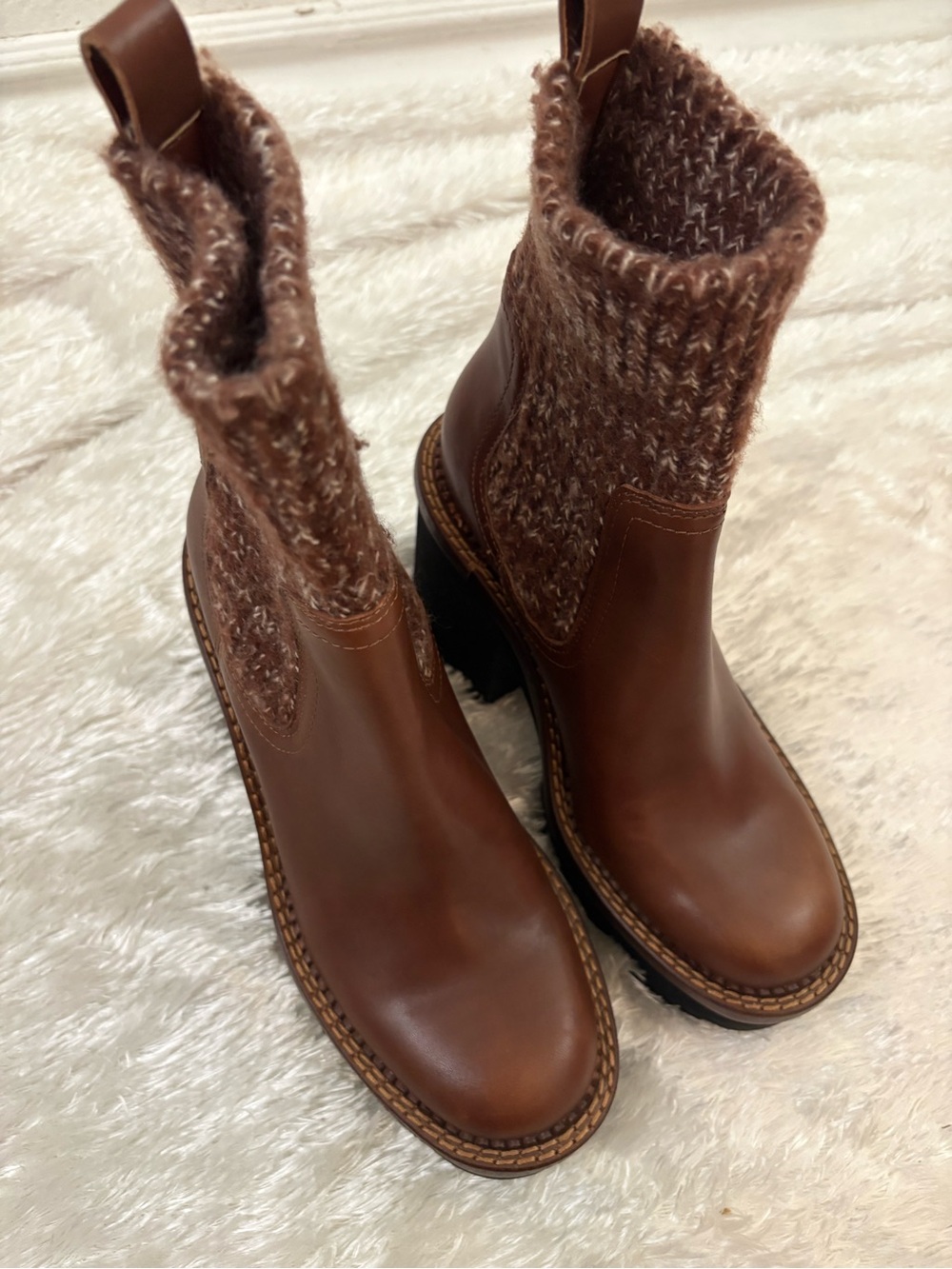 Dolce Vita Drago Boots in Russet Brown faux Leather size 6